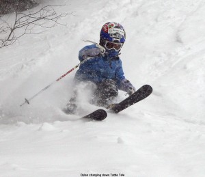 Image of Dylan skiing powder