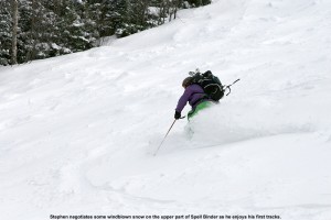 Image of Stephen skiing on Spell Binder