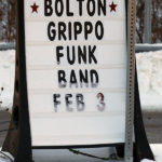 A sign announcing an upcoming music performance at Bolton Valley Ski Resort in Vermont 