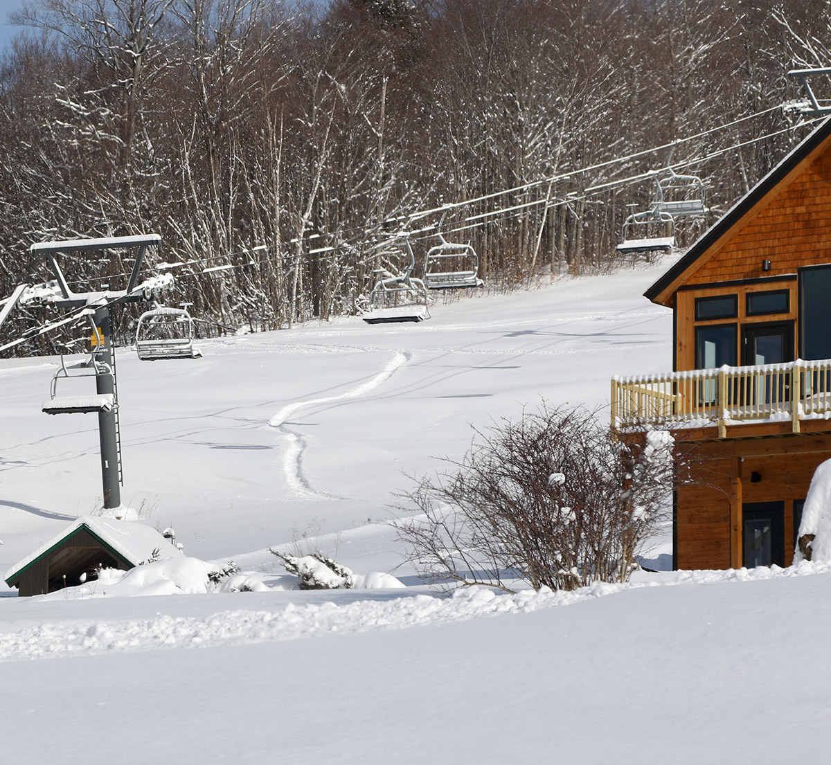 An image of the Timberline Base at Bolton Valley Ski Resort in Vermont after Winter Storm Izzy