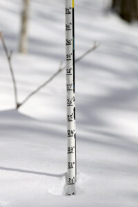 An image showing the depth of the powder after Winter Storm Landon in the backcountry near Bolton Valley Ski Resort in Vermont