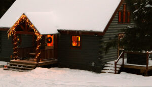 An image of a cabin during a ski tour on the Nordic and Backcountry Network at Bolton Valley Ski Resort in Vermont
