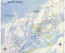 A map of Bolton Valley's Nordic and Backcountry Network with more than two dozen glades listed.