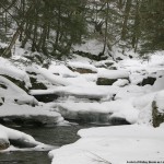 An image of Ridley Brook in winter along Camel's Hump Road in Waterbury/Duxbury Vermont