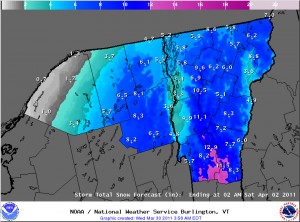 Potential Snowfall Accumulations Map