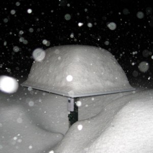 An image of some of the snow that collected on the measurement snowboard during the Valentine's Day Blizzard in Waterbury Vermont