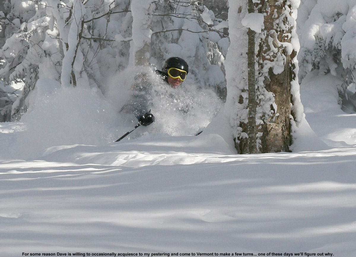 An image of Dave skiing deep powder on the Bolton Valley Backcountry Network at Bolton Valley Resort in Vermont