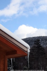 A December image from the mid mountain area of Bolton Valley looking up toward Ricker Mountain