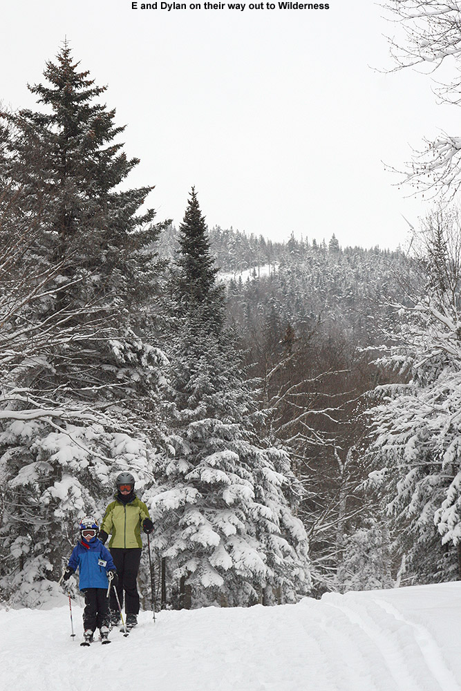 An image of Erica and Dylan heading over to the Wilderness area at Bolton Valley Ski Resort in Vermont