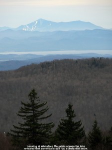 An image of Whiteface Mountain in the Adirondacks from Bolton Valley Ski Resort in Vermont