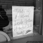 An image of a sign informing people about ticket refunds at Stowe Mountain resort in Vermont