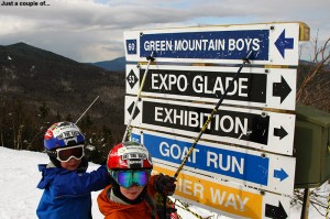Ty and Dylan point to one of the trail signs for the 