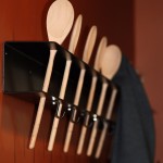 An image of coat racks made from spoons at Mountain Dick's Pizza in the Hotel Jay at Jay Peak Ski Resort in Vermont