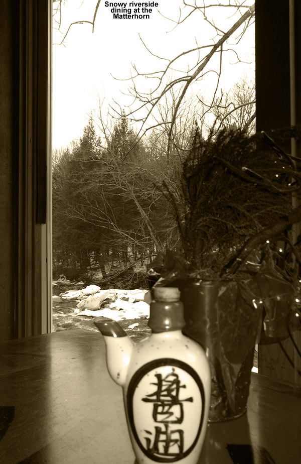 An image from a table along the Ranch Brook at the Matterhorn Restaurant in Stowe, Vermont