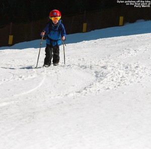 An image of Dylan hiking on the snow on the Perry Merrill trail at Stowe Mountain Ski Resort in Vermont