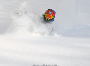 An image of Dylan skiing deep powder on the Cougar Trail at Bolton Valley Resort in Vermont