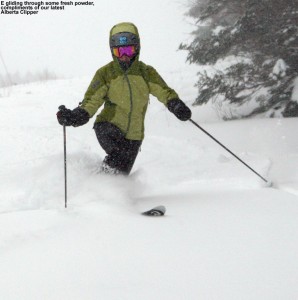 An image of Erica Telemark skiing on the Wilderness Lift Line at Bolton Valley Resort in Vermont