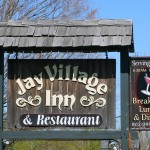 An image of the sign for the Jay Village Inn and Restaurant in Jay, Vermont