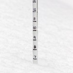 An image showing six to seven inches of accumulated snow along the Peggy Dow's Trail near the top of the Wilderness Lift at Bolton Valley Ski Resort in Vermont