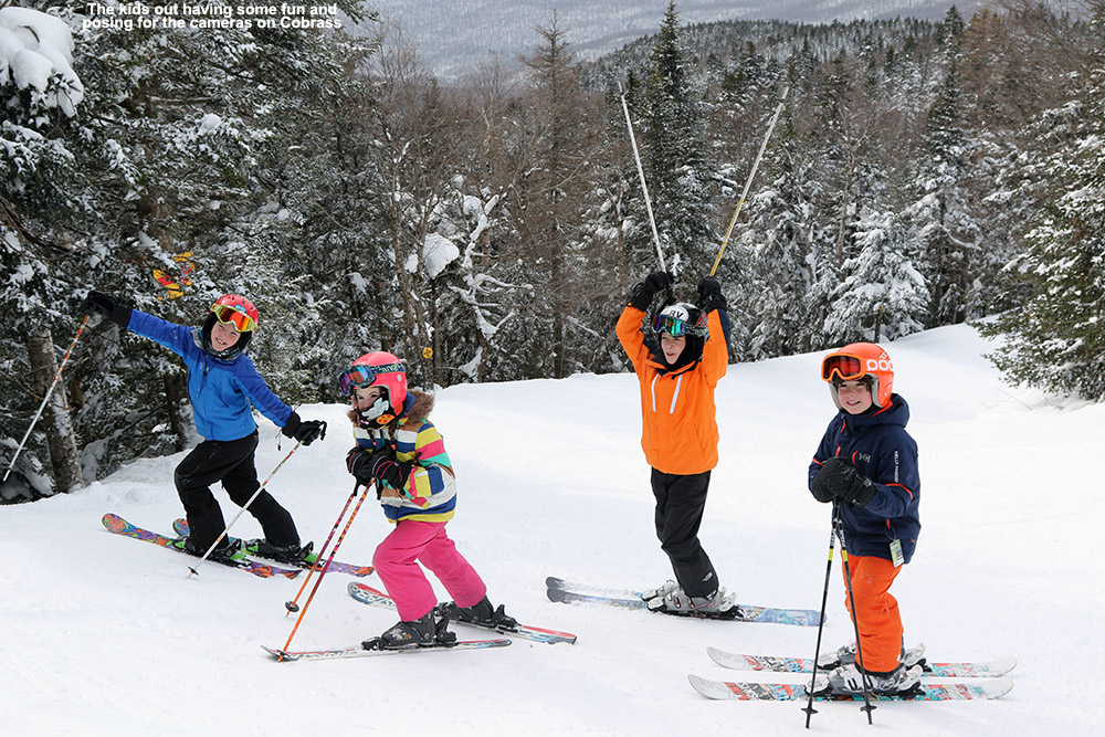 An image of kids on the Cobrass trail at Bolton Valley Ski Resort in Vermont