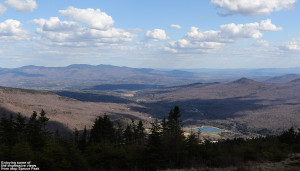 An image looking out from the sop of Spruce Peak at Stowe Mountain Resort in Vermont