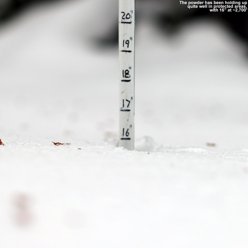 An image of the snow depth at Bolton Valley Resort in Vermont