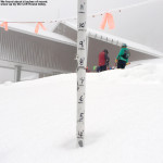 An image showing four inches of snow near the Cliff House on Mt. Mansfield at Stowe Mountain Resort in Vermont.