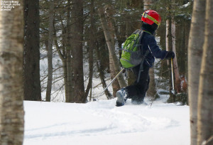 An image of Dylan skiing powder on the Bolton Valley Backcountry Network at Bolton Valley Ski Resort in Vermont
