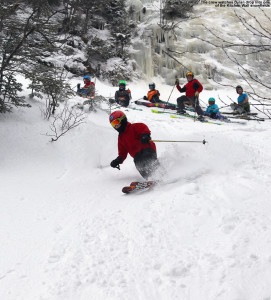 An image of Dylan skiing the Kitchen Wall area of Stowe Mountain Resort in Vermont