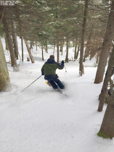 An image of Ken skiing the Green Acres area at Stowe Mountain Resort in Vermont
