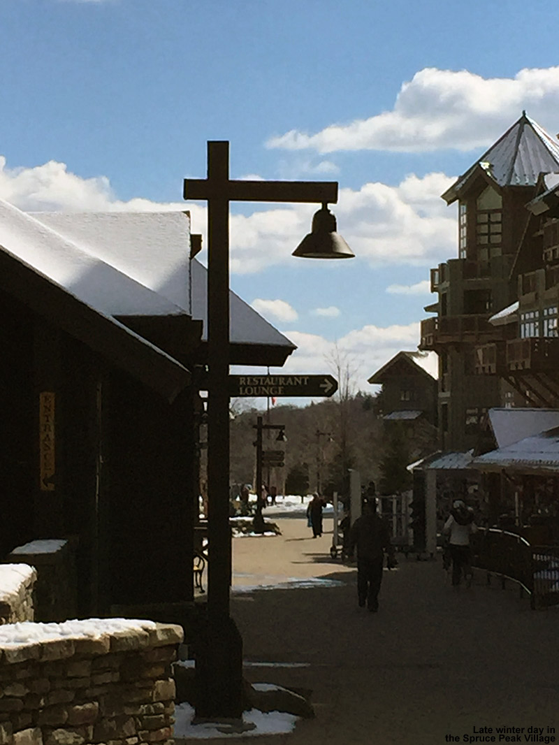 An image of the Spruce Peak Village at Stowe Mountain Resort in Vermont