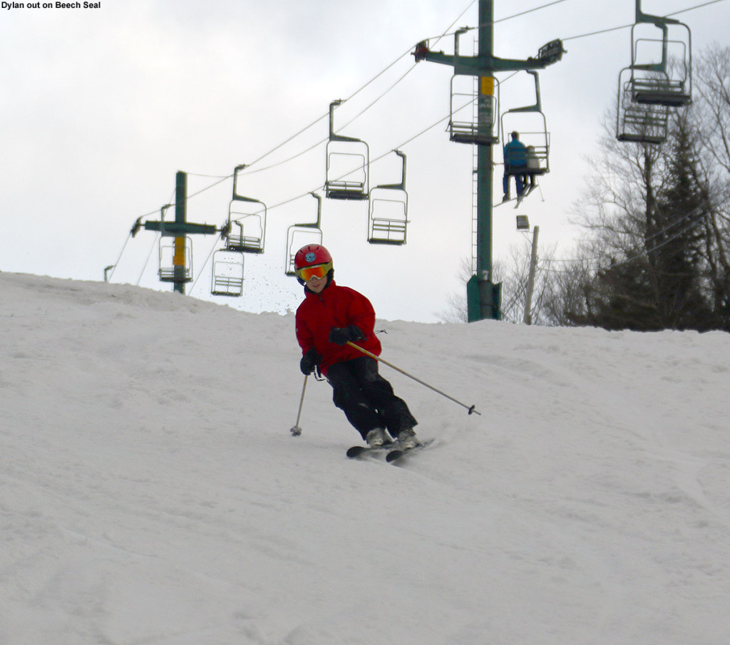 An image of Dylan skiing the Beech Seal trail at Bolton Valley Ski Resort in Vermont