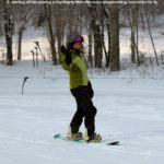 An image of Erica snowboarding in the Mighty Mite area at Bolton Valley Ski Resort in Vermont