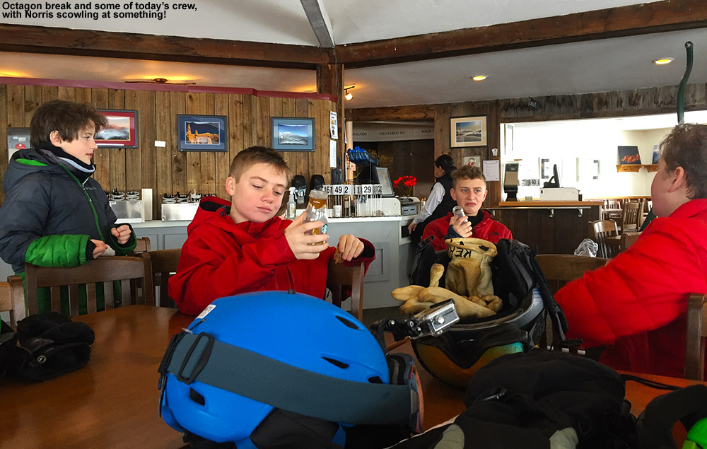 An image of some BJAMS students at the Octagon atop Stowe Mountain Ski Resort in Vermont