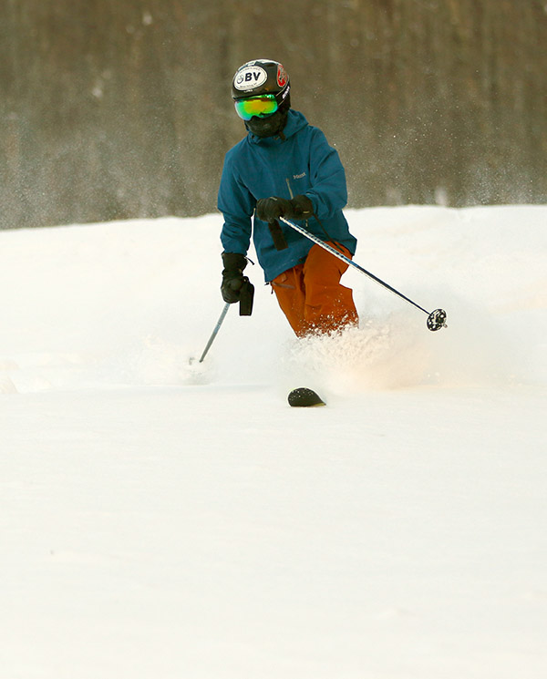 An image of Ty Telemark skiing at Bolton Valley Resort in Vermont