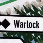 An image taken from a trail map of Magic Mountain ski area in Vermont showing the Warlock double black diamond trail