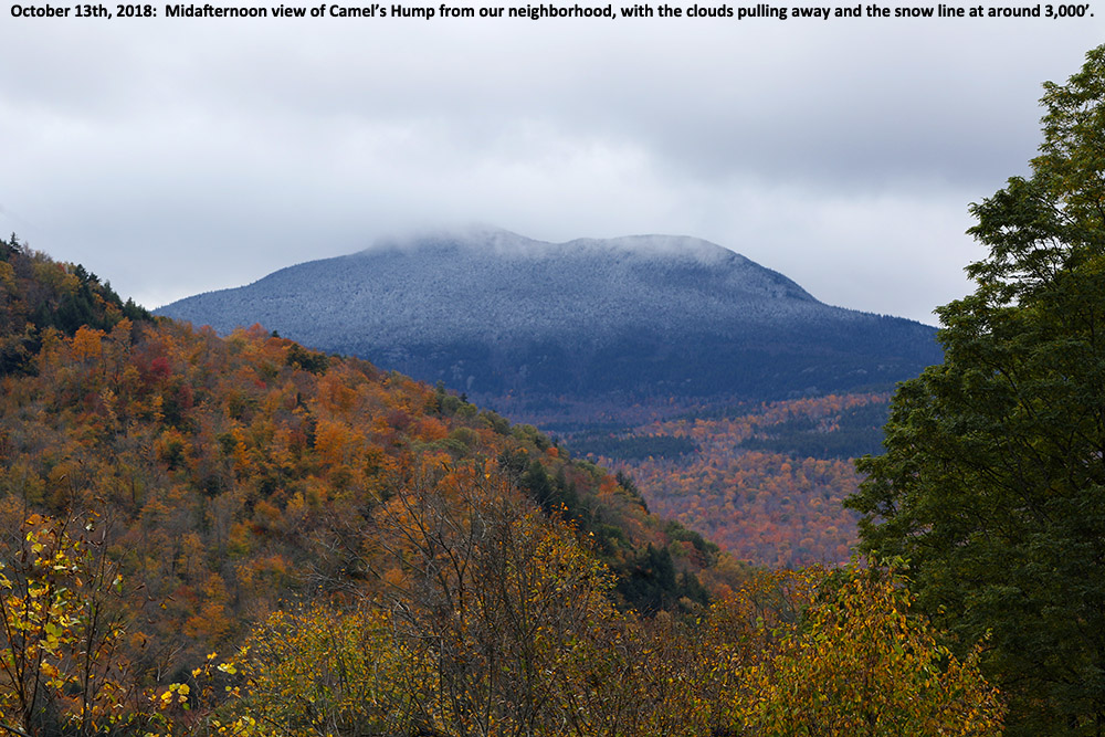 An image showing Camel's Hump in Vermont with the first snows of the 2018-2019 winter season in the Green Mountains