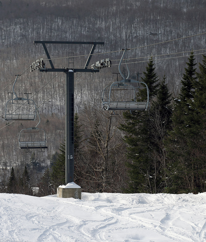 An image of the Timberline Quad from near the Timberline Summit at Bolton Valley Ski Resort in Vermont