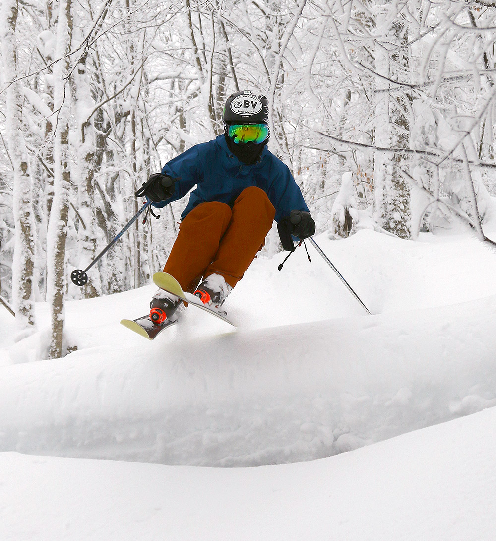 An image of Ty skiing in Maria's area at Bolton Valley Resort in Vermont