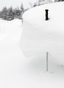 An image of snow drift near the Wilderness Summit area at Bolton Valley Ski Resort in Vermont