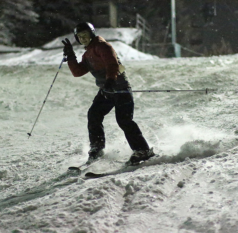 An image of Jack night skiing on the Beech Seal trail at Bolton Valley Resort in Vermont