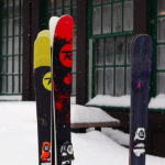 An image of skis at the Timberline Lodge at Bolton Valley Ski Resort in Vermont
