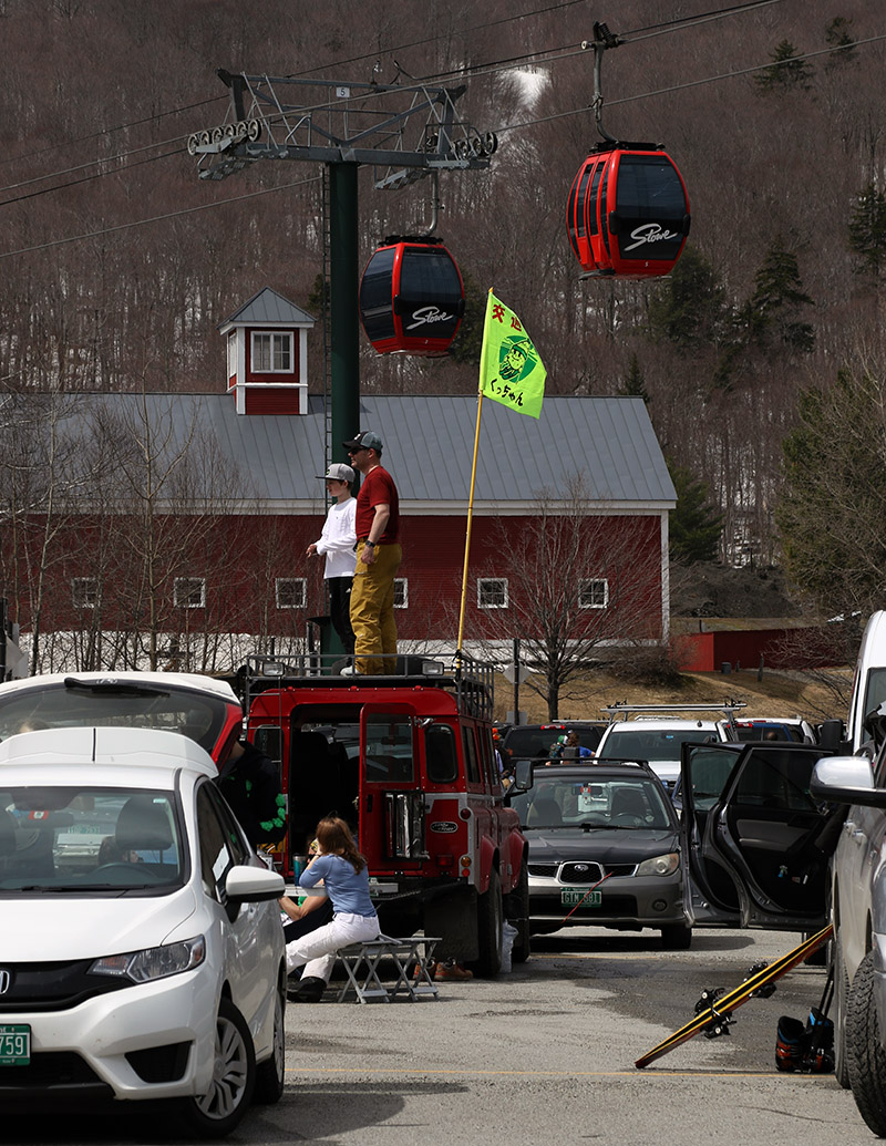 An image of Tailgaters in the Mansfield parking lot at Stowe Mountain Ski Resort in Vermont
