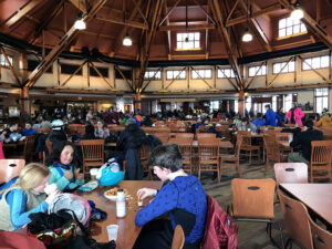 An image from the Great Room Grill restaurant in the Spruce Camp Base Lodge at Stowe Mountain Ski Resort in Vermont