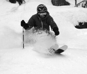 An image of Jay skiing off piste powder from Winter Storm Landon in the Timberline area of Bolton Valley Resort in Vermont