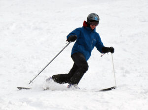 An image of Erica on the Showtime trail in the Timberline area at Bolton Valley Ski Resort in Vermont