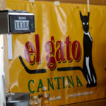 A sign from El Gato Cantina at the Timberline  Base Lodge at Bolton Valley Ski Resort in Vermont